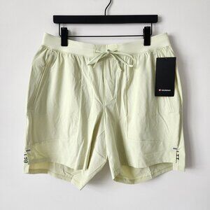 NWT LULULEMON DEWY Green Yellow License To Train Shorts 7" Linerless Men's XL